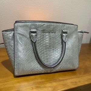 Michael Kors Selma Silver Python Satchel